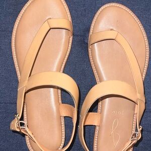 Jolie Tan Minimalist Sandals with Ankle Strap